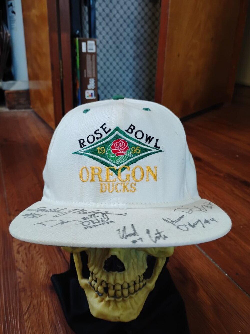Vintage Oregon Ducks Rose Bowl 1995 Snap Hat Cap Autographs